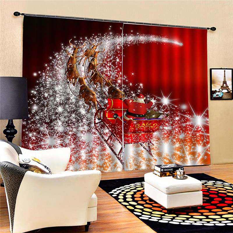 Noël nouvel an décorations rideaux pour salon chambre décor Santa Clause bonhomme de neige renne noël fenêtre rideau