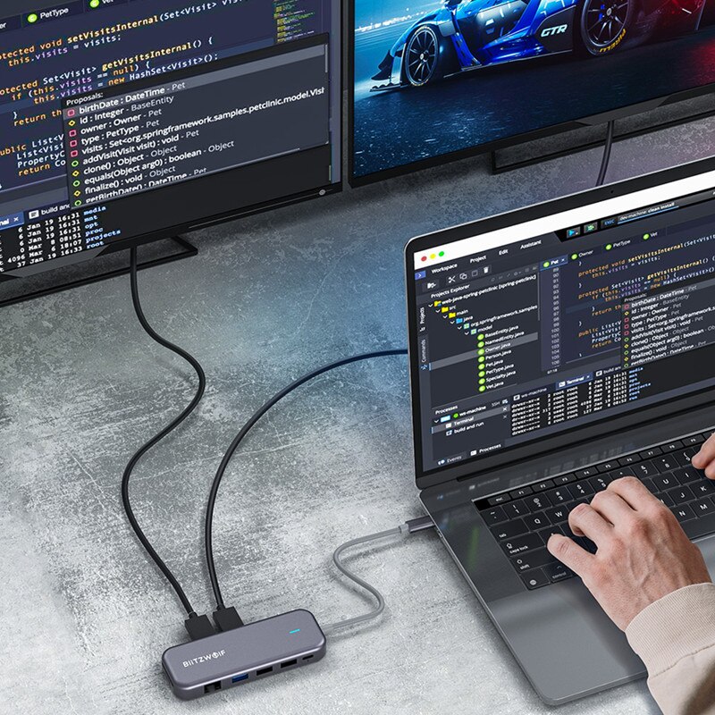 BlitzWolf-concentrador de red USB tipo C BW-TH11, 11 en 1, compatible con HDMI, USB 3,0, RJ45, adaptador de lector de carburador, divisor USB para ordenador portátil tipo C