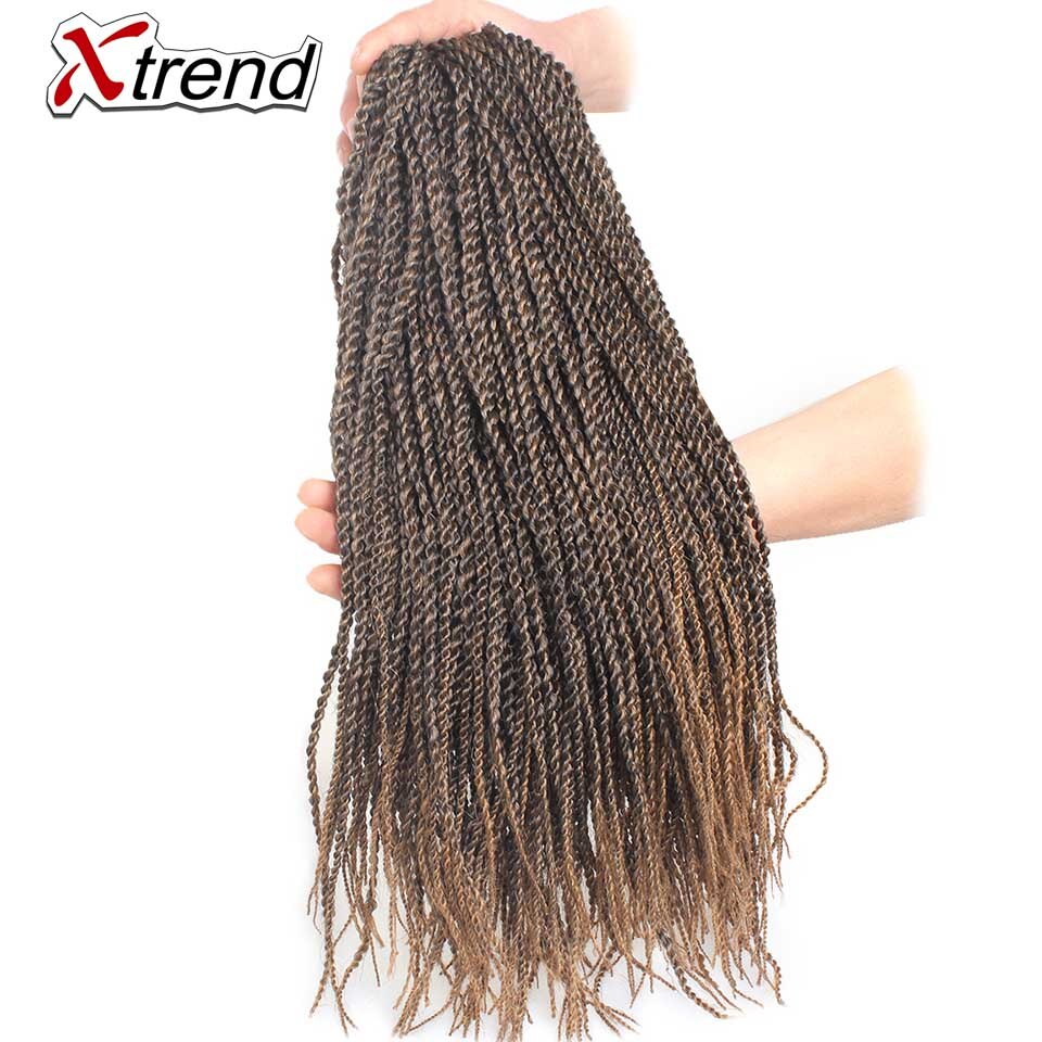Xtrend senegalés giro Crochet trenza sintética extensiones de cabello 16 pulgadas 60 hilos por paquete Ombre negro marrón giros trenzas