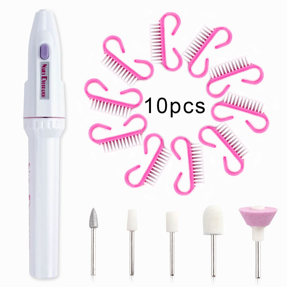 Elektrische Nail Boor Machine Draagbare Nagel Boren Manicure Pedicure Apparatuur Nail Borstel Stof Borstel Polijsten Gereedschap: set 4