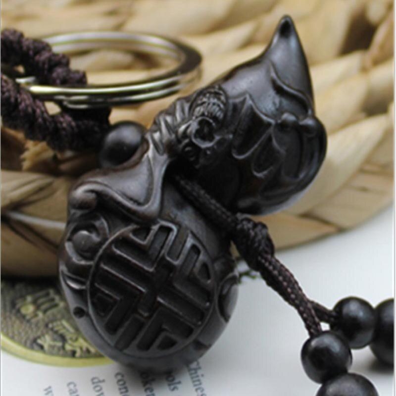 Gammel kinesisk mytologi sort drage ornamenter træudskæring statue skulptur amulet bil vedhæng  sw015b#30: Wd008