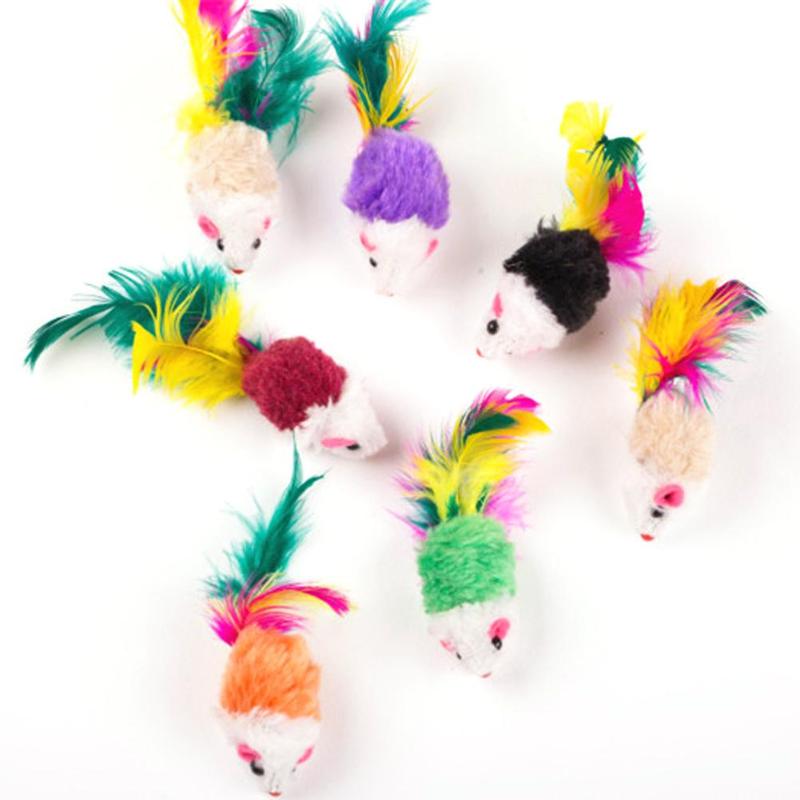 10 Stck Katze spielzeug Falsche Maus Haustier Katze Spielzeug Mini Lustige Spielen Spielzeug Für Katzen mit Bunte Feder Plüsch Mini maus Spielzeug