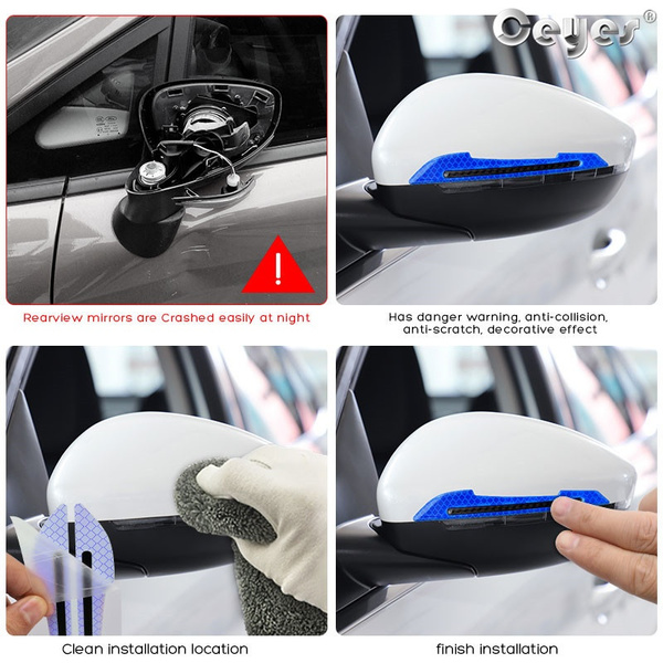 Pegatinas reflectantes para coche, cinta de advertencia para evitar colisiones, pegatina protectora sin huellas, espejo retrovisor