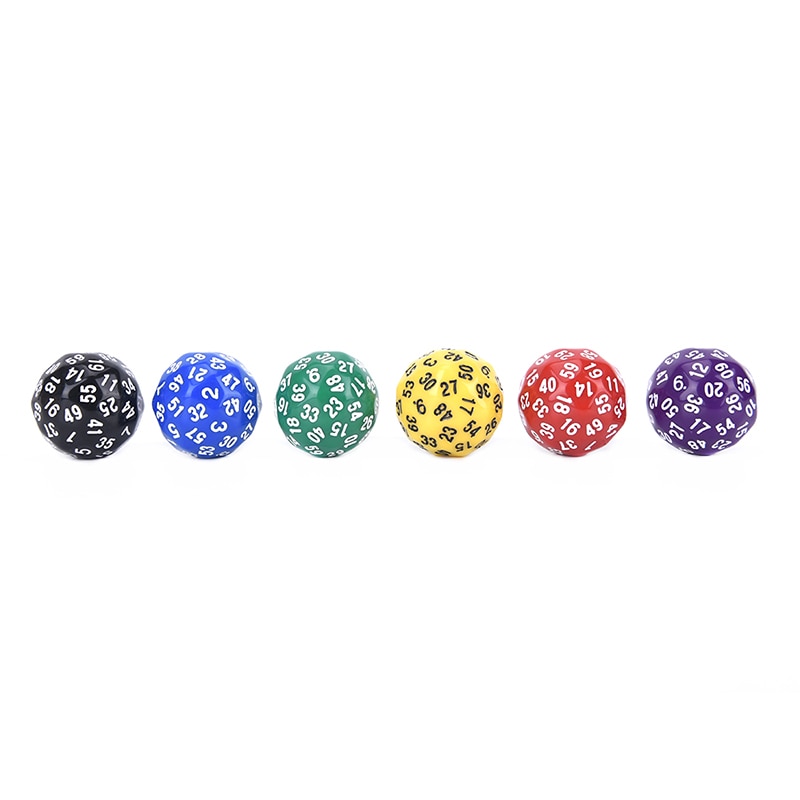 Dés à multiples faces en acrylique, 6 couleurs, 1 pièce, pour les amateurs de jeux, sac en tissu, 60 faces, pour le jeu, polyèdre, D60