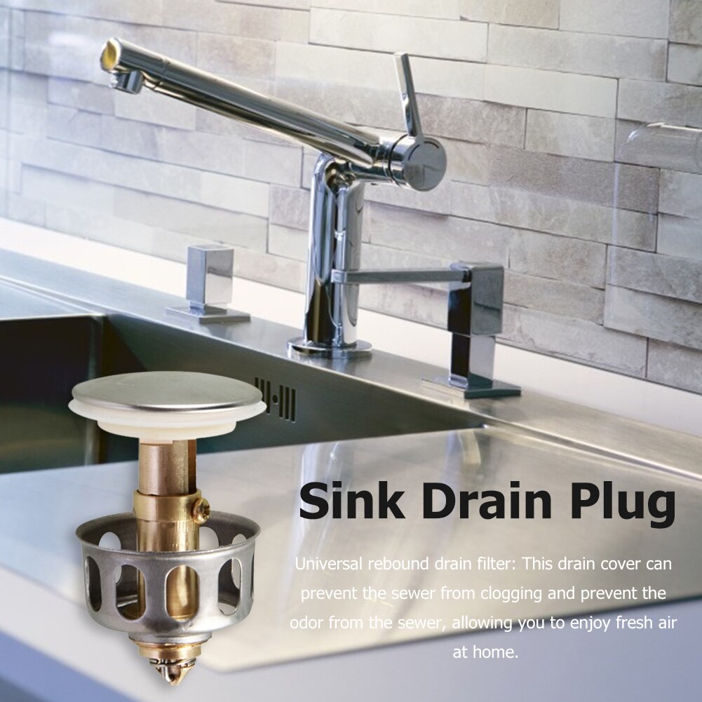 Universal Replacement 2 in 1 Wash Basin POP Up Sink Drain Plug Bathtub Bounce Drain Stopper Filter Kitchen Bathroom Supplies