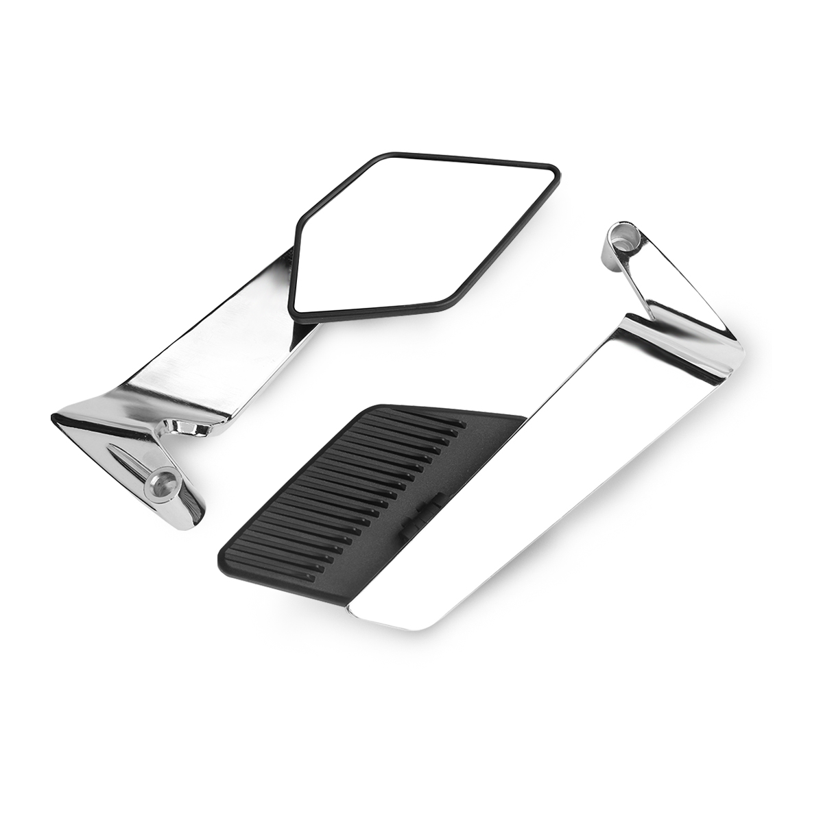 Grote spiegeloppervlak vleugels spiegel 10 mm / 8 mm motorfiets achteruitkijkspiegel motorfiets universele accessoires slangenpatroon decoratie: Black