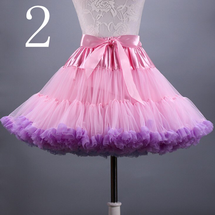 Jupon court en Tulle, Crinoline, tenue d'halloween ou robe de mariée Vintage, jupe Tutu sous-jupe Rockabilly: 2 pink and lavender