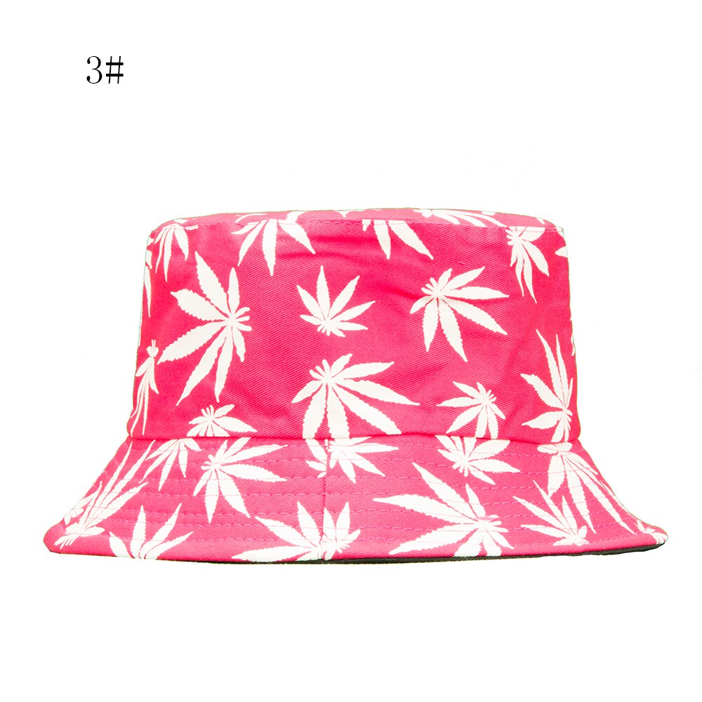 Spring and Summer Fisherman Hat Women's Cotton Maple Leaf Printed Hat Bucket Hat Men's Korean-Style Sunbonnet Sun Hat: 3Rose white leaves