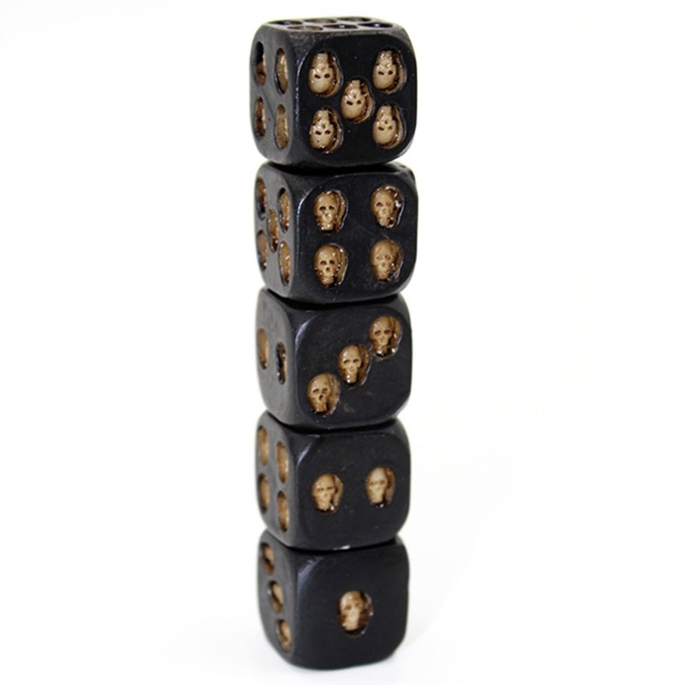 Juego de 5 unidades de calavera y huesos, dados creativos de seis lados, esqueleto, Club, Pub, , juego, dado de resina para niños y adultos,