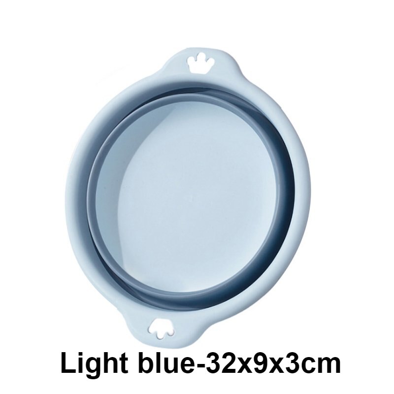 Portable Foldable Laundry Basin Plastic Travel Folding Wash Basin Safe Durable Foldable Wash Basin Bathroom Household Supplies: Light blue-32x9x3cm