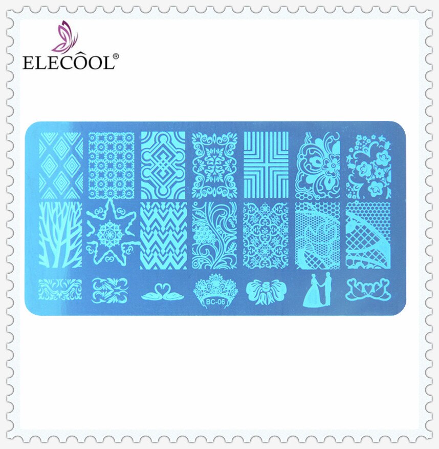 1 pièces Nail Art timbre estampage Image plaque ongles impression pochoir dentelle modèle bricolage bleu masque ongles impression Nail Art manucure outils: 06