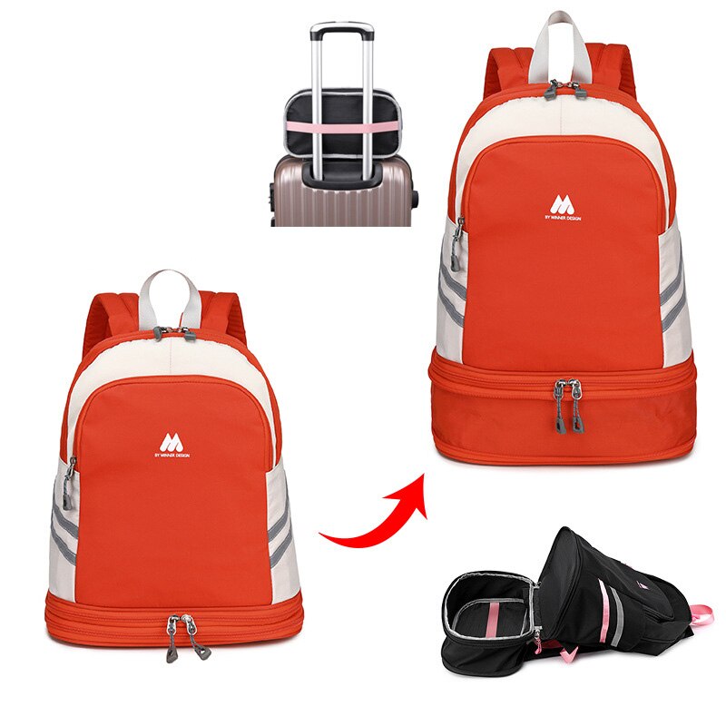 Mochila de alta capacidad, zapatos portátiles independientes, bolsa de almacenamiento de ropa, bolsa organizadora de viaje para mujer, accesorios deportivos para Fitness: Style C Orange