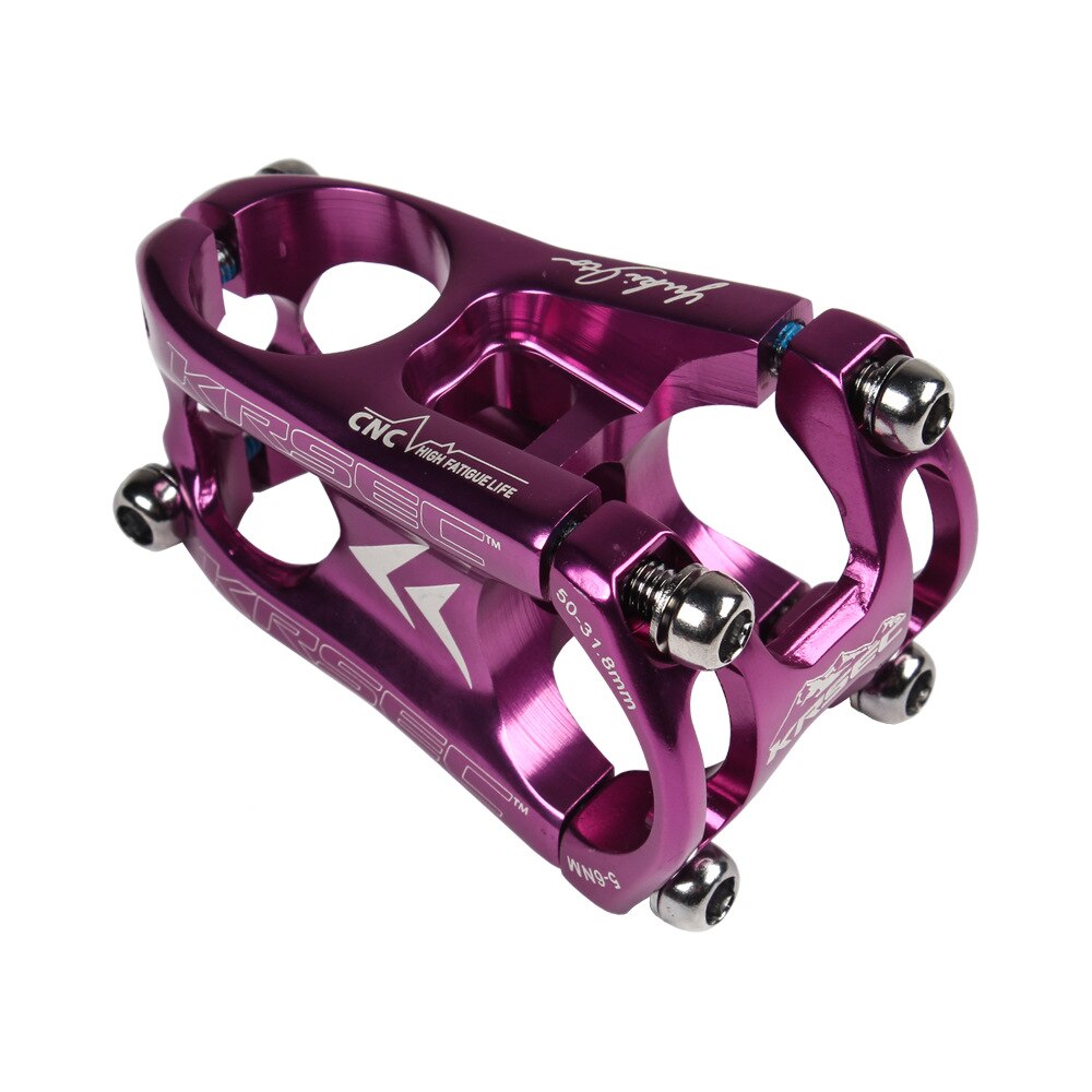 KRSEC MTB Bike Short Stem 50mm Ultralight CNC Hollow Stems for Bicycle 31.8mm Handlebar: Purple
