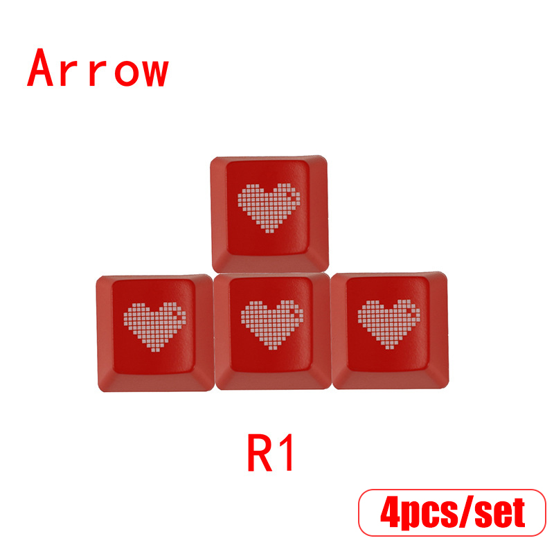 Red Pixel Heart Keycaps Set Van Esc Enter Wasd Arrow Key Caps Voor Mechanisch Toetsenbord Oem Profiel Abs Materiaal Double Shot: green