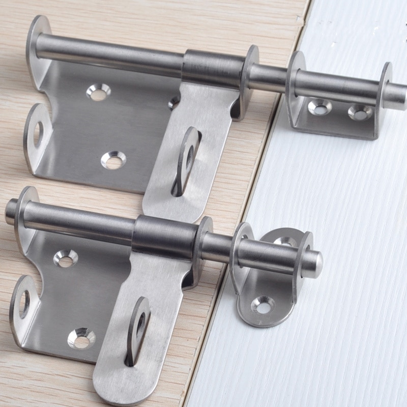 1 pieza de 4/6 pulgadas de largo de plata de acero inoxidable pestillo de puerta perno de cerradura de barril cerrojo grapadora cerradura de puerta de seguridad fácil de instalar