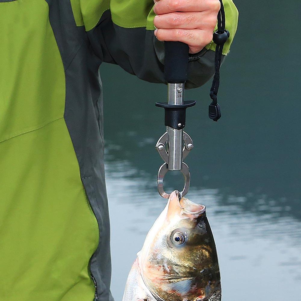 Fisch Klemme Kontrolle Edelstahl Angeln Lippe Griff Halfter Greifer Zangen mit Gewicht Skala Werkzeug YA88