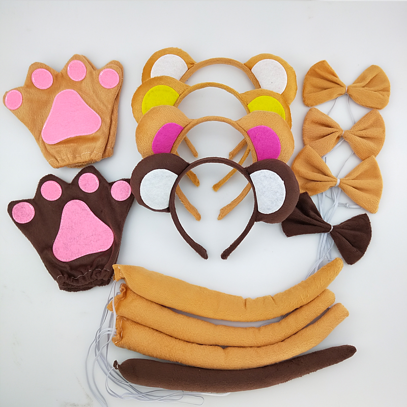 Diadema con orejas de Mono para hombre y niño, bandanas de pelo de animales para , diadema de felpa para cumpleaños, disfraz de Halloween, Cosplay