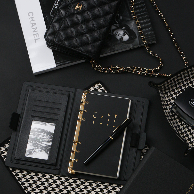 Leather Loose Leaf Binder Spiral office Business affairs High-grade Meeting Notebook 6 Holes Diary planner Agenda Bujo