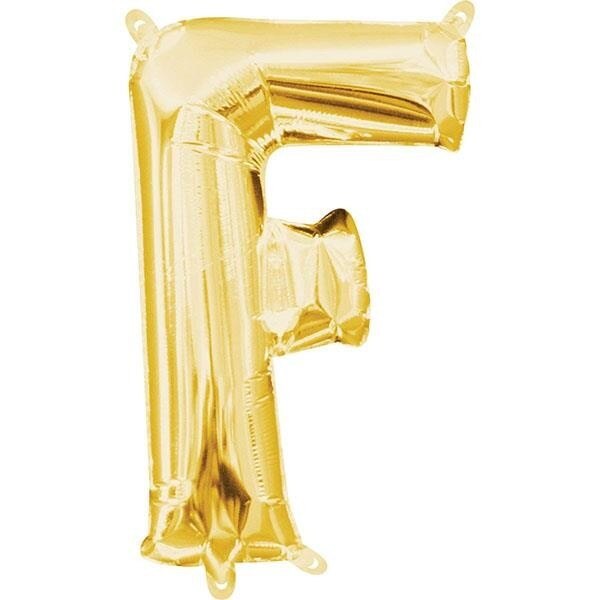 Globo Mediano Letra F Oro Foil para decoración de fiestas de cumpleaños, comuniones y aniversarios