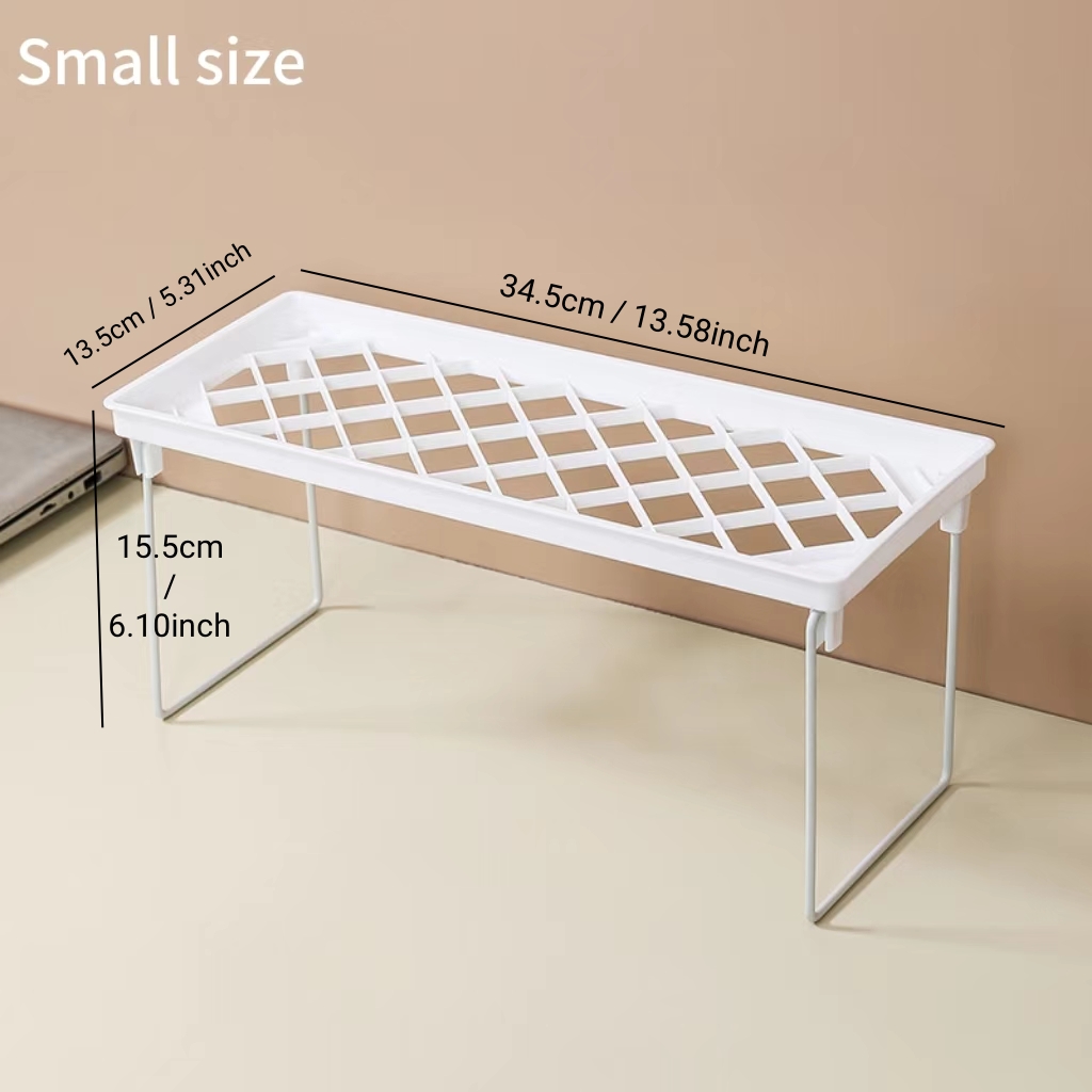1pc Folding Kitchen Storage Shelf, Stackable Office Storage Rack, Decorative Space-saving Cosmetics Organizer, Home Accessories: green