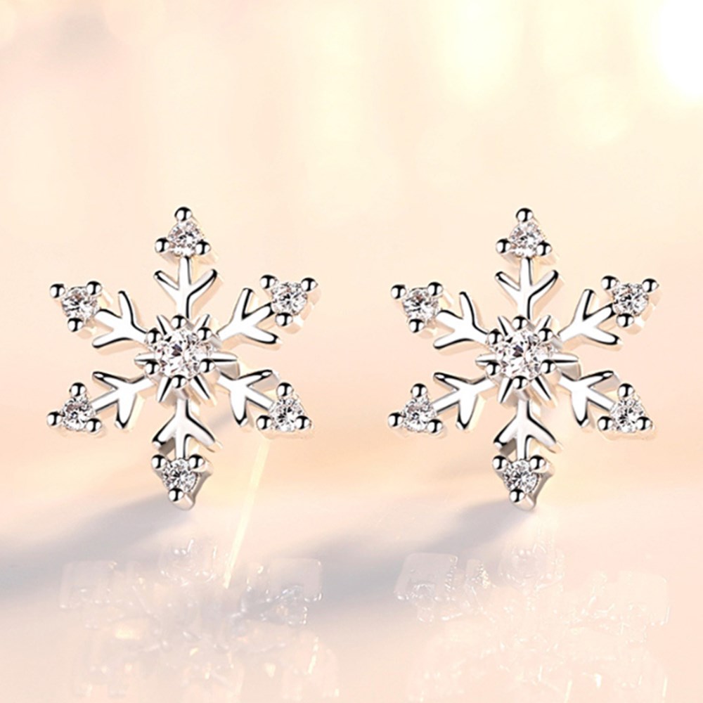Nehzy damer sølvøreringe snefnug retro blomster søde smykker