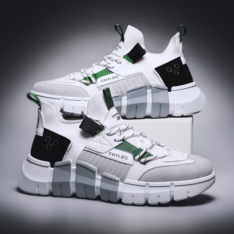 Mænd fritidssko lette åndbare sneakers trend udendørs snøresko behagelige gummi joker simple sneakers