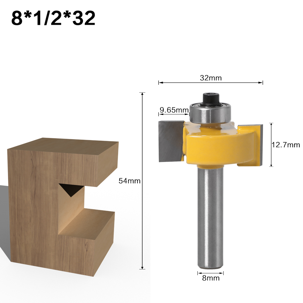 Broca de enrutador de ranurado en T de 8mm con rodamiento, cortador de ranura de madera, tipo T, herramienta de carpintería para madera, 1 ud.