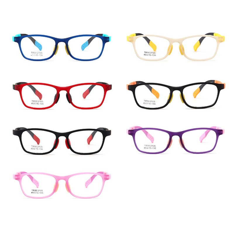 Glasses for Kids Boys Girls TR90 Square Flexible Frame Anti-Eyestrain Anti-Glare Age 4-10 LXH