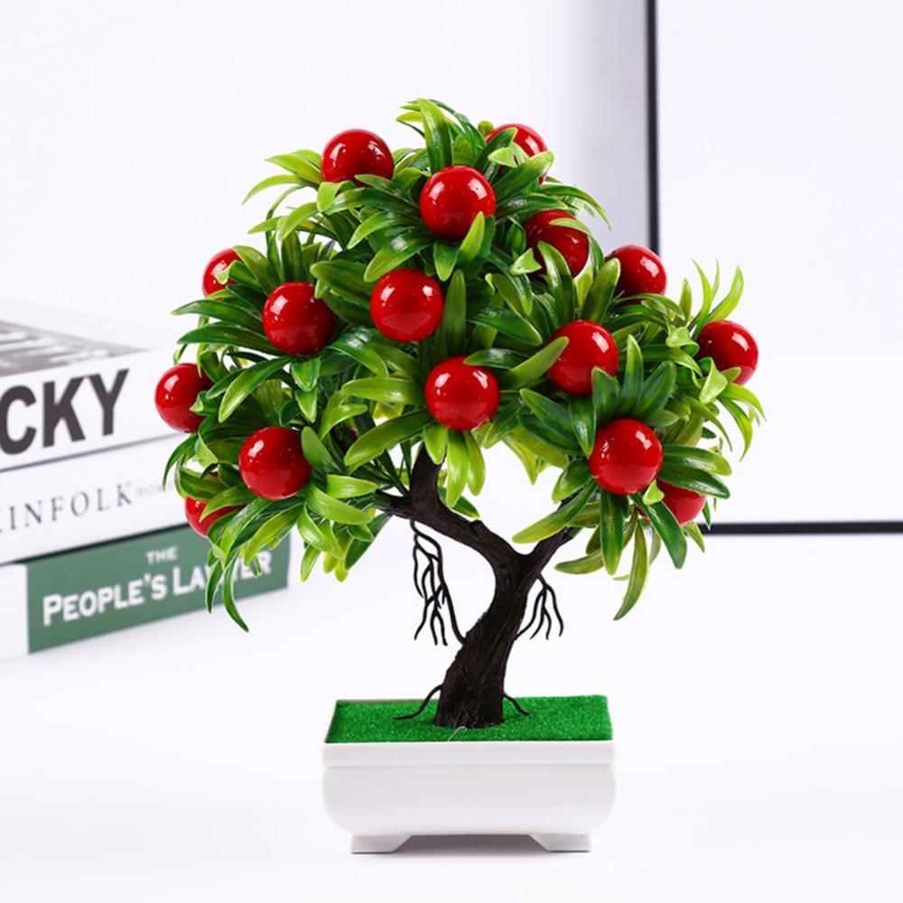 Garden Living Room Plant Artificial Mini Fruit Tree Pot Bonsai Desk Office Decor