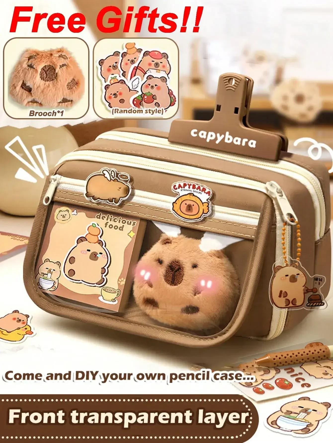 1Pc Flip Cover-etui met grote capaciteit, multifunctionele opbergtas voor briefpapier voor schoolkantoorbenodigdheden