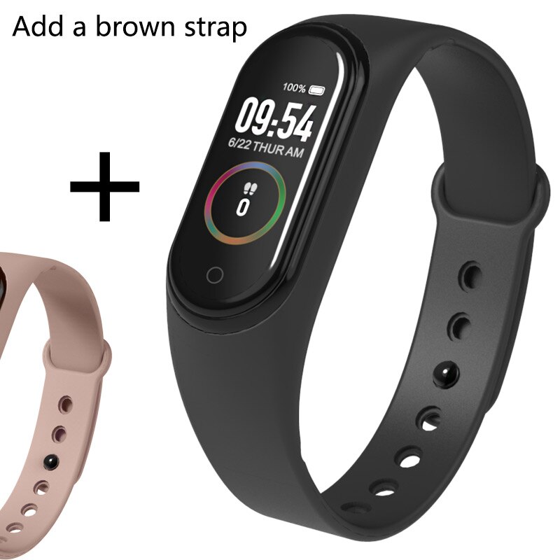 Sport Fitness Braccialetto Activity Tracker Misuratore di Pressione Sanguigna Intelligente Del Braccialetto Monitor di Frequenza Cardiaca Impermeabile Intelligente Orologio Per Android IOS: M4C a brown strap