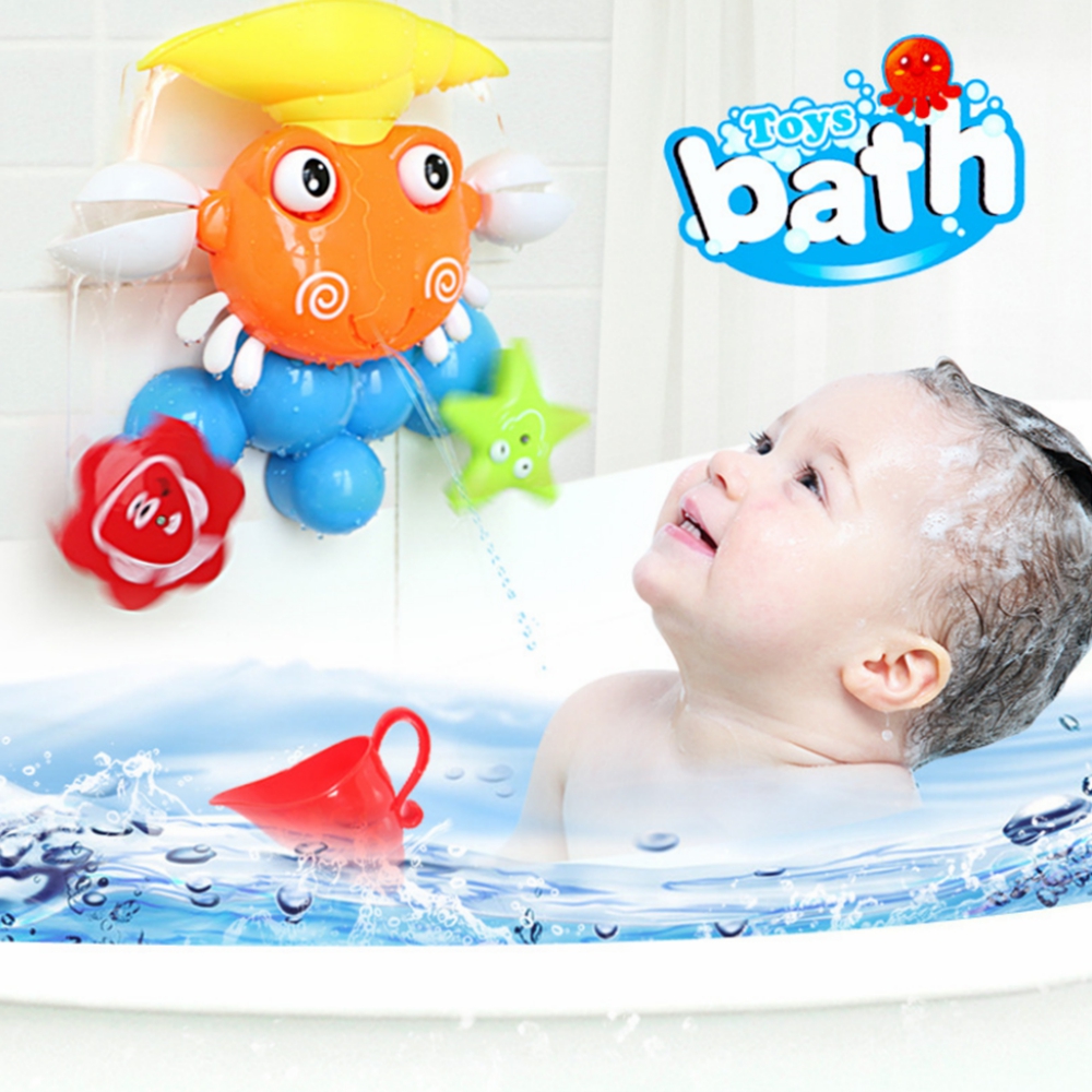 Summer Baby Shower Bath Color Cute Crab Bathroom Play Water Combination Children Runner Leak Bath Tub Toy