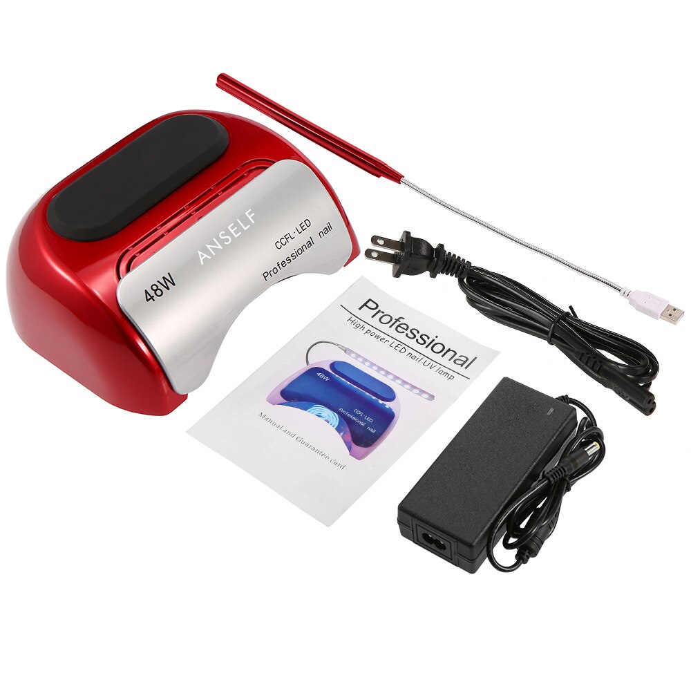 Anself 48W LED CCFL lámpara de uñas Gel secador de uñas máquina de curado uña Gel curado 110-240V herramienta de Arte de uñas EU US Plug: Red US