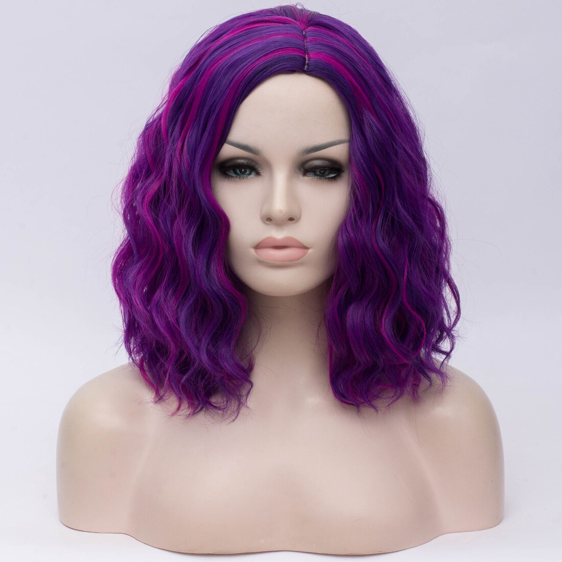 Similler cheveux synthétiques perruques courtes partie moyenne Ombre Cosplay perruque pour les femmes vert violet Miexd couleur mettre en évidence 6 Colros disponibles: 2