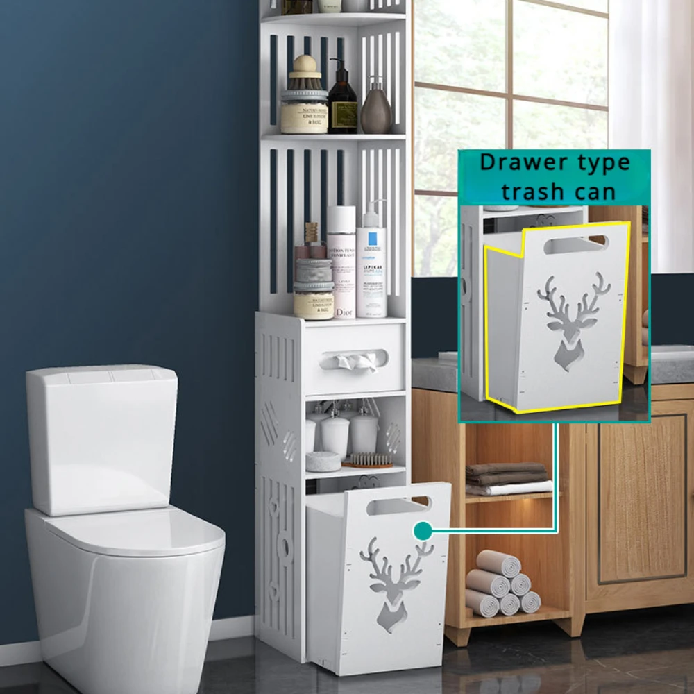 Badezimmer-Aufbewahrungsschrank, mehrschichtiger Toilettenkantenschrank, Aufbewahrungsregal mit schmaler Naht und hoher Kapazität, Aufbewahrungsregal für Haushalt und Badezimmer