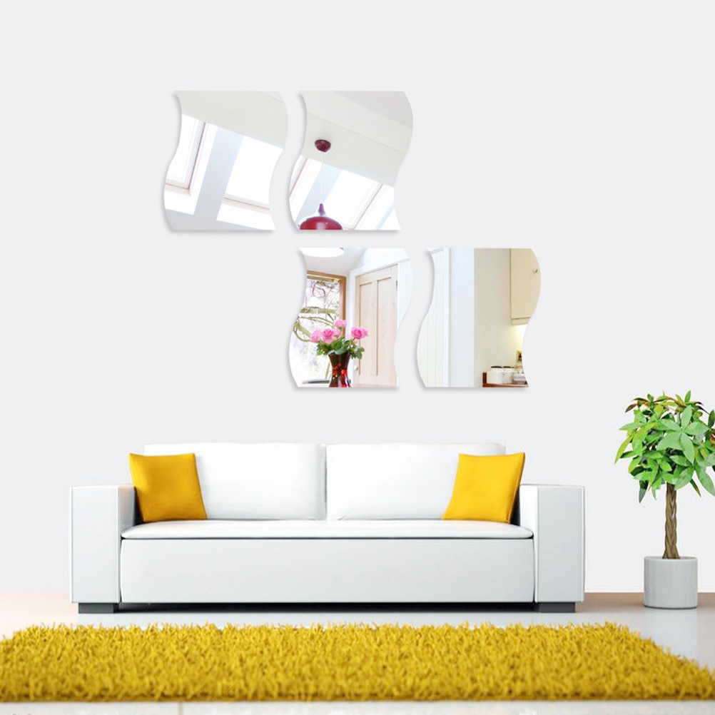 6 Pcs Delicate Spiegel Sticker Nuttig Spiegel Muurstickers Spiegel Decals Golf Spiegel Stickers Voor Slaapkamer