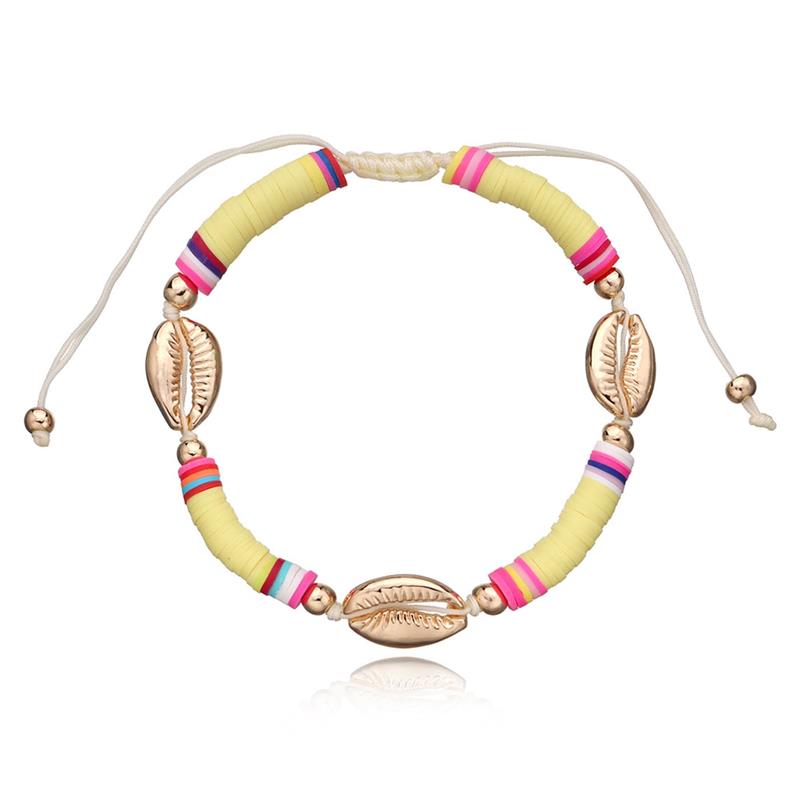 Tobillera de conchas de estilo bohemio hecha a mano, pulsera de tobillo con cuentas ajustables, accesorios de joyería para la playa, 1 unidad: 1