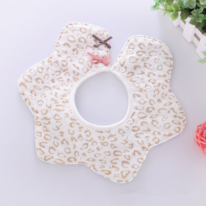 Slabbers Katoen Bloem Waterdicht Burp Doek Slabbetjes Peuter Speeksel Handdoek Draaiende Meisjes Babador Bean Kiel Baby Slabbetjes: Leopard grain
