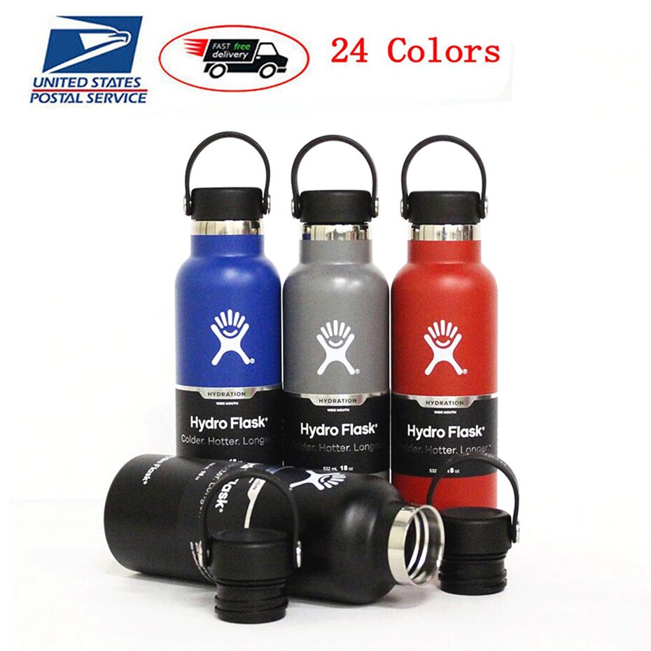 Stainless Steel Water Bottle Hydro Flask water bottle Vacuum Insulated Wide Mouth Travel Portable Thermal 18oz Bottle