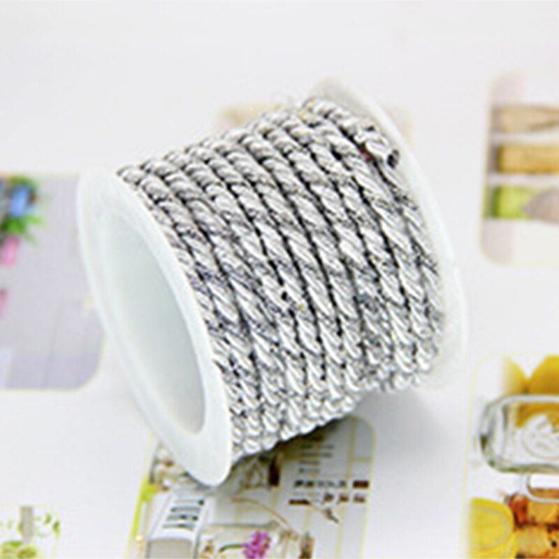 Fil étiquette de vêtement 3M/Roll | Cordon étiquette de vêtement fait à la main pour enfants, fournitures artisanales de boulanger, cordes à coudre pour vêtements en ficelle: Silver Color