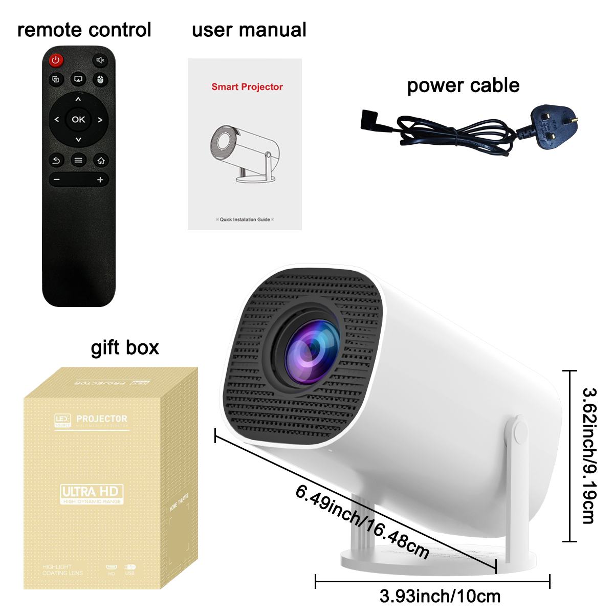 Mini Projector with WiFi & Bluetooth, 4K Support, Android System, Portable for Home Theater, Business, Gaming: color1