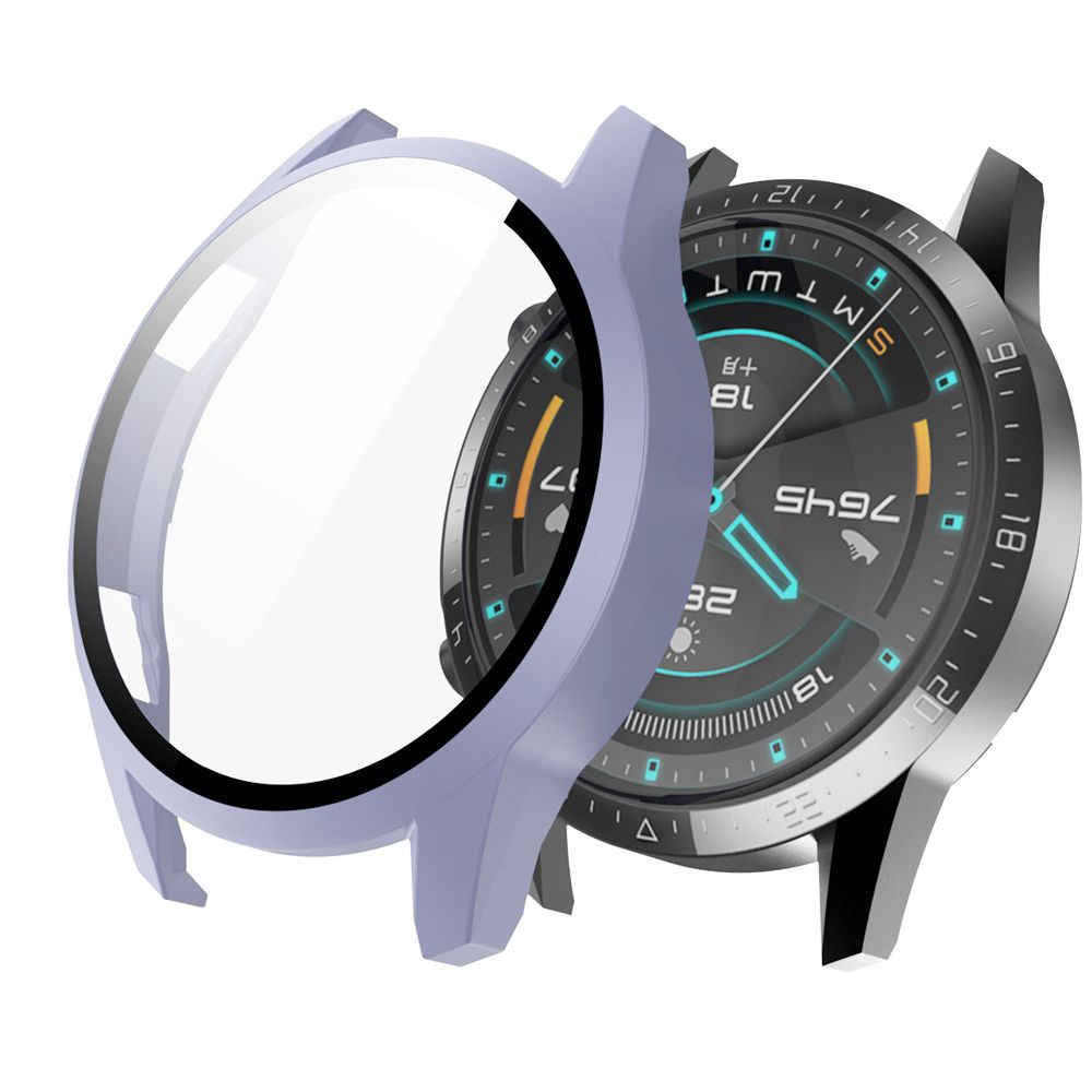 Herdet glass deksel for huawei watch  gt 2 46mm stk urskive skala beskyttende etui skjermbeskytter klokke skall smartklokke tilbehør: C-blå