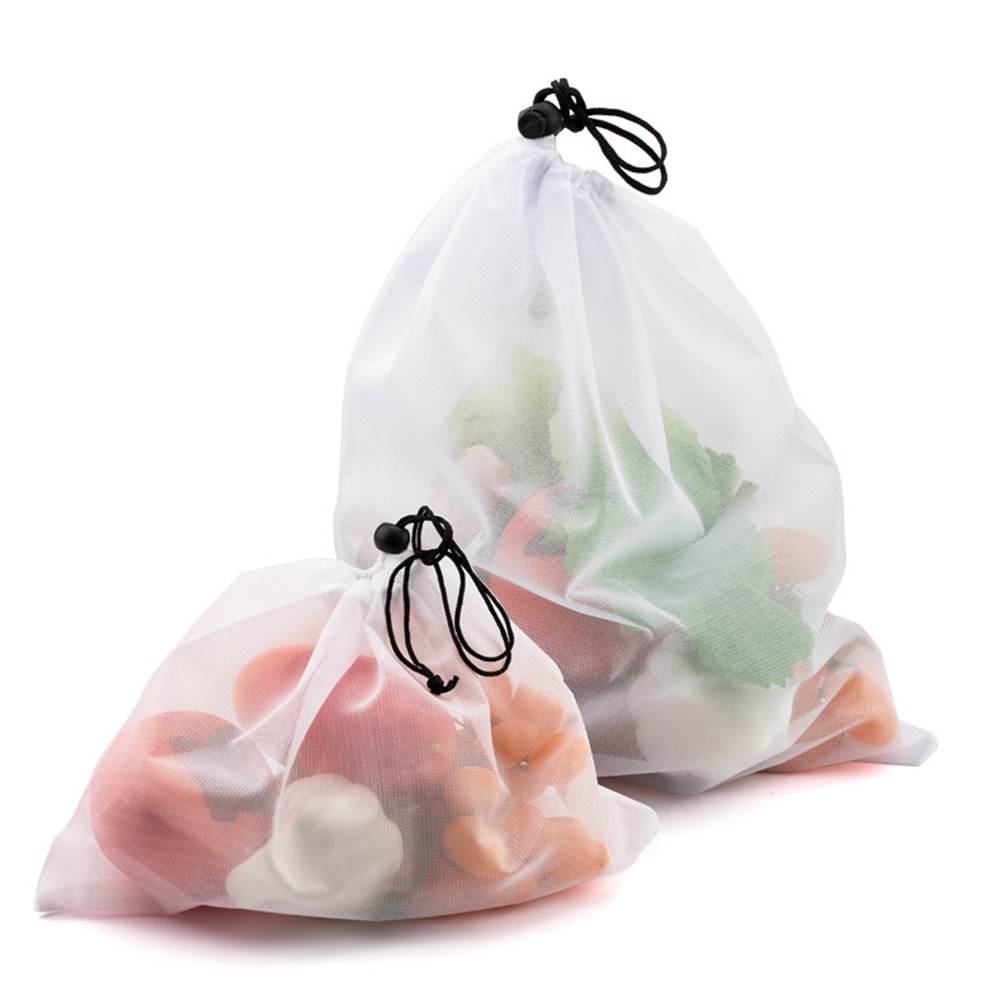 Återanvändbara grönsakspåsar fruktpåsar miljövänliga shoppingpåsar mesh producera påsar kök förvaring meshpåsar kökstillbehör