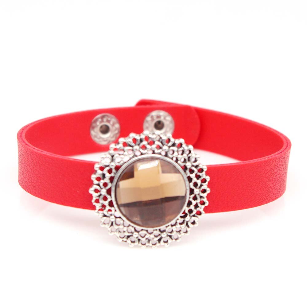 Button Adjust Leather Bracelet Crystal Fine For Women Jewelry: 1