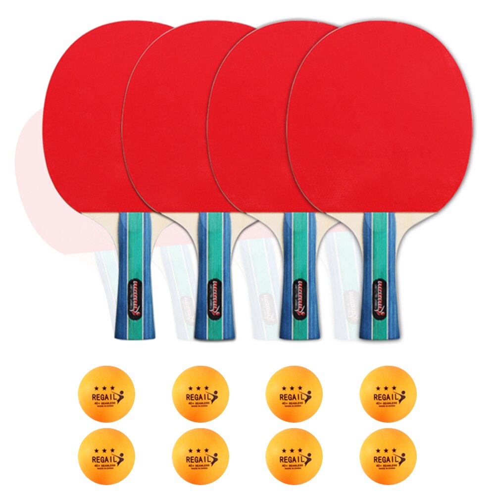 Table Tennis Ball and Bat Set Ping Pong Paddles Table Tennis Rackets with 8pcs Three star Balls Ping Pong Bats Ping Pong