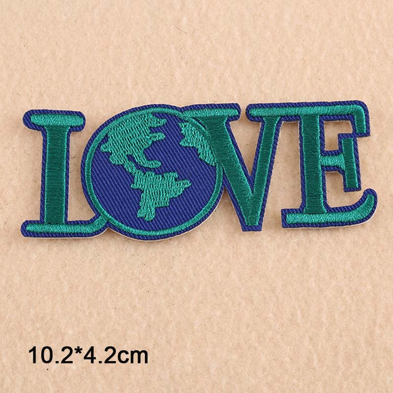 Love Earth Theme Make The World A Better Place Lamb Green Bulb Outdoor Iron On Embroidered Clothes Patches For Clothing: X5