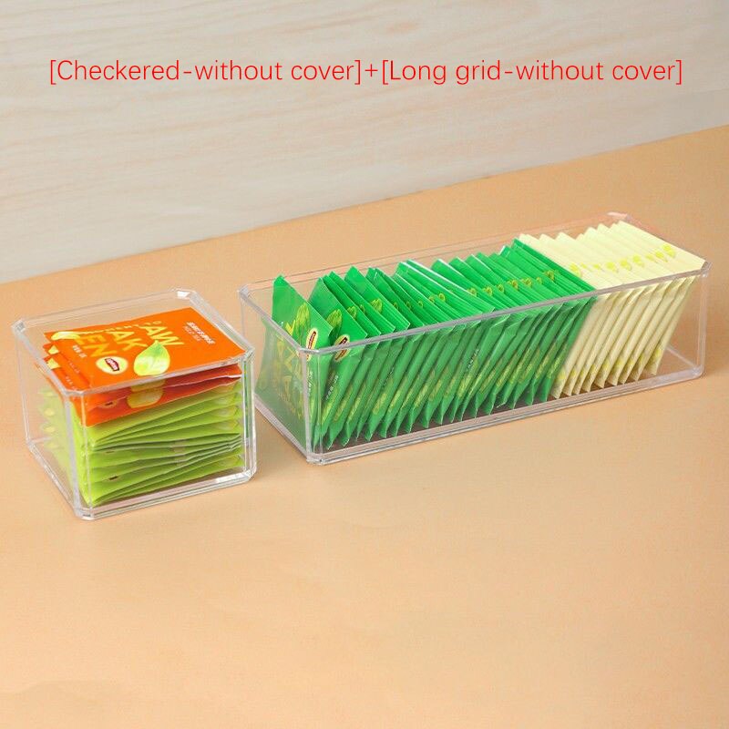 Caja de almacenamiento de bolsas de té, cajonera de clasificación de cápsulas de café, tarro de almacenamiento sellado de acrílico con tapa, contenedor de azúcar para té y café: 7