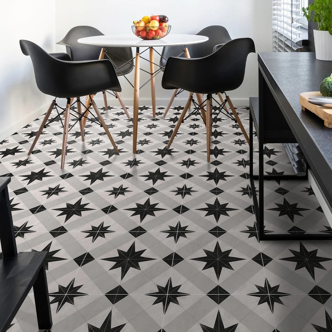 Black Tile Stickers Wall Stairs peel and stick floor tile Removable Kitchen Bathroom Decal Kitchen Backsplash 10pcs