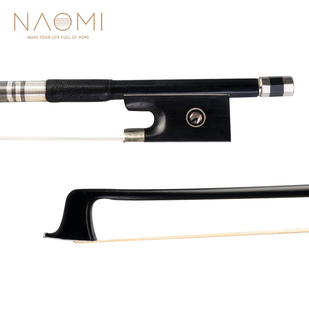 NAOMI Carbon Fiber Violin Bow 4/4 Violin / Fiddle Bow Round Stick W/ Ebony Frog Fast Response Durable Use: Silver and Black