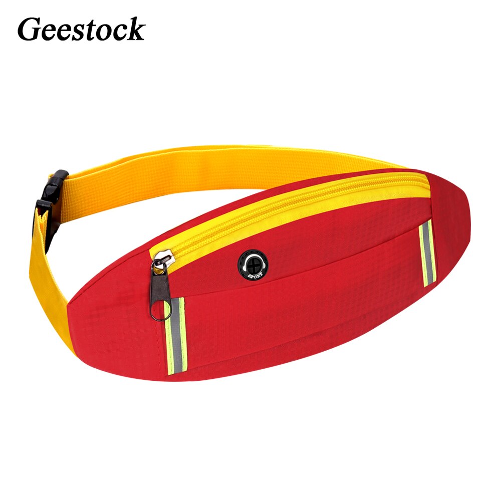 Geestock Taille Pack Reflecterende Running Heuptasje Voor Vrouwen Riemen Tassen Outdoor Sport Unisex Mode Hip Bag Phone Pouch Fietsen: Red